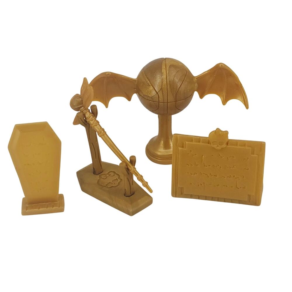 Lot of 4 Monster High High School playset Goldtone Accesories casketball trophy